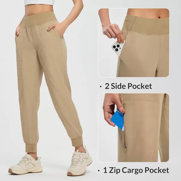 BALEAF Womens Hiking Joggers Pants Lightweight Quick Dry with Zip Pockets Outdoor Athletic Workout Running CasualShroom Taupe