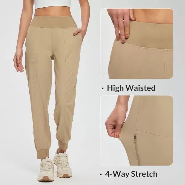 BALEAF Womens Hiking Joggers Pants Lightweight Quick Dry with Zip Pockets Outdoor Athletic Workout Running CasualShroom Taupe