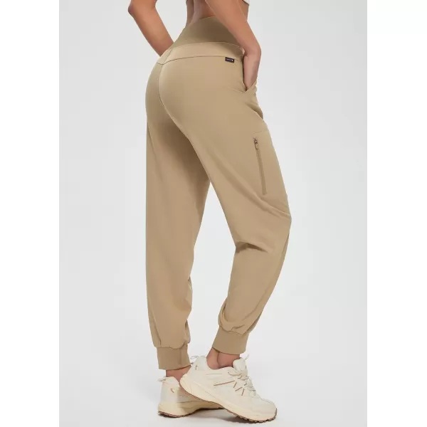 BALEAF Womens Hiking Joggers Pants Lightweight Quick Dry with Zip Pockets Outdoor Athletic Workout Running CasualShroom Taupe