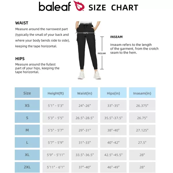 BALEAF Womens Joggers Lightweight Hiking Pants High Waist 5 Zipper Pockets Quick Dry Travel Athletic UPF50Blackcargo Jogger275 Inseam