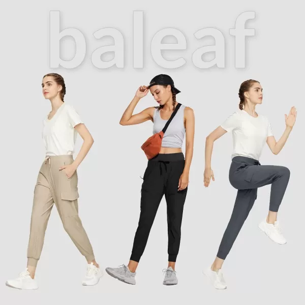 BALEAF Womens Joggers Lightweight Hiking Pants High Waist 5 Zipper Pockets Quick Dry Travel Athletic UPF50Blackcargo Jogger275 Inseam