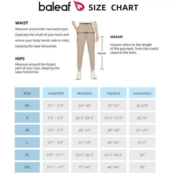 BALEAF Womens Joggers Lightweight Hiking Pants High Waist 5 Zipper Pockets Quick Dry Travel Athletic UPF50Khakicargo Jogger275 Inseam