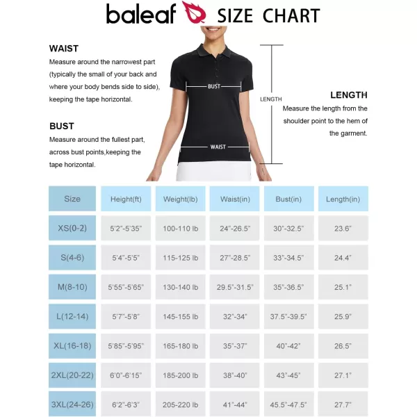 BALEAF Womens Polo Shirts for Golf Short Sleeve Tops Quick Dry UPF50 Lightweight 5Button Pique UniformBlack