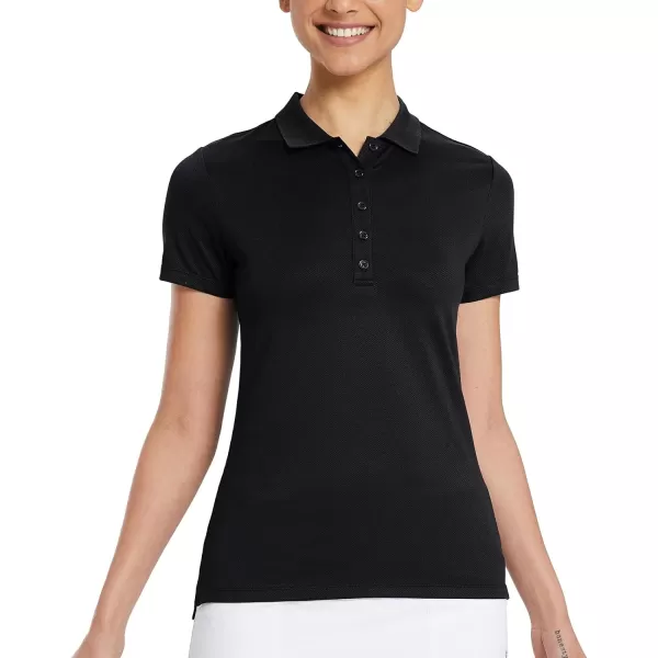 BALEAF Womens Polo Shirts for Golf Short Sleeve Tops Quick Dry UPF50 Lightweight 5Button Pique UniformBlack