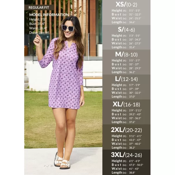 BALEAF Womens Sun Protection Swim Cover Up Dress with Pockets 34 Sleeve UPF 50 Tunic Beach Coverups Dress 2024Patternpurple