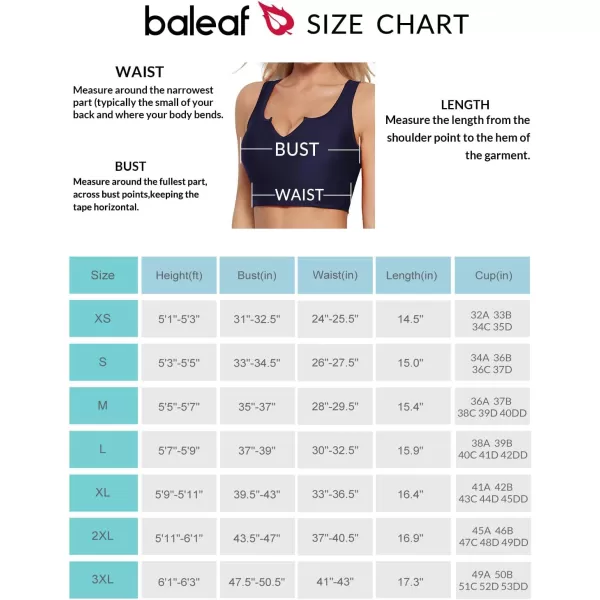 BALEAF Womens Swim Crop Tops Bra Longline Modest Bikini Top Full Coverage V Neck Swimsuit Bathing Suit Tops OnlyDark Blue