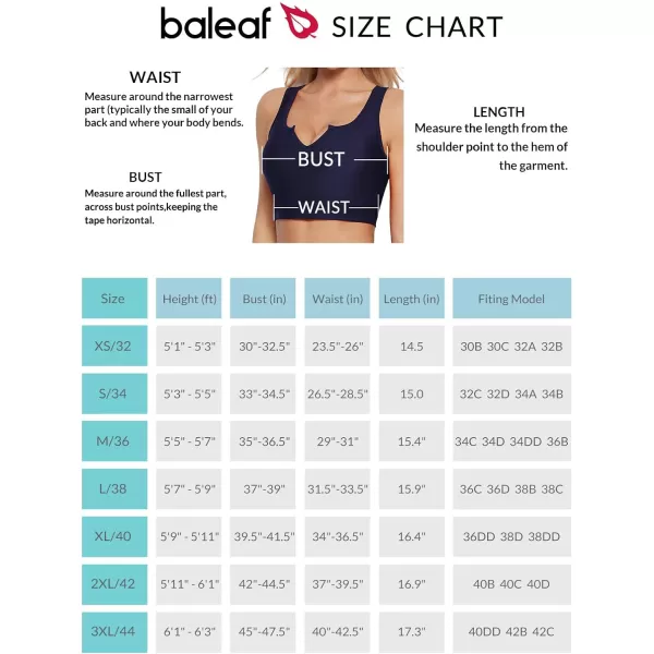 BALEAF Womens Swim Crop Tops Bra Longline Modest Bikini Top Full Coverage V Neck Swimsuit Bathing Suit Tops OnlyDark Blue