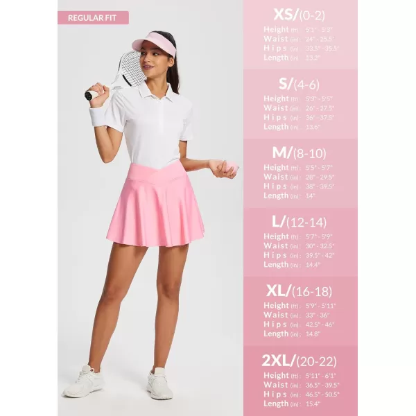 BALEAF Womens Tennis Skirt Flowy Pleated Skorts for Woman Skirts Golf Athletic with Shorts Pockets for Running WorkoutCrossoverpink01