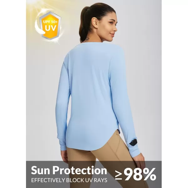 BALEAF Womens UPF 50 Sun Shirts UV Protection Long Sleeve Rash Guard Lightweight Quick Dry SPF Outdoor Hiking ClothingLight Blue