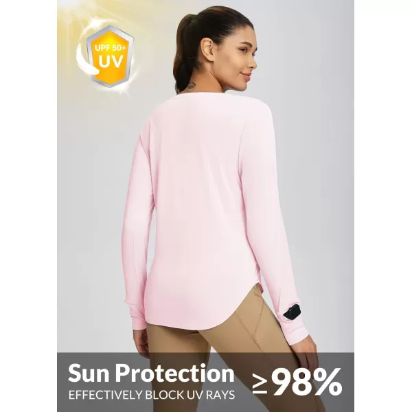 BALEAF Womens UPF 50 Sun Shirts UV Protection Long Sleeve Rash Guard Lightweight Quick Dry SPF Outdoor Hiking ClothingLight Pink