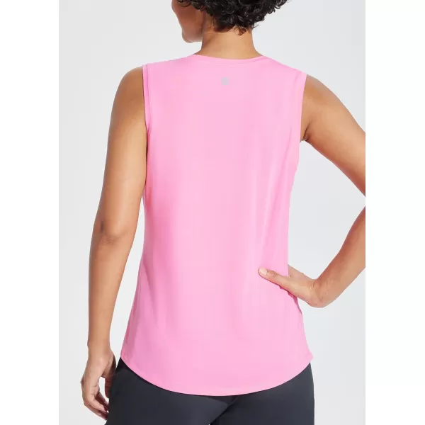 BALEAF Workout Tank Tops for Women Sleeveless Athletic Tops Loose Fit Running Shirts High Neck Yoga Gym ClothesPink