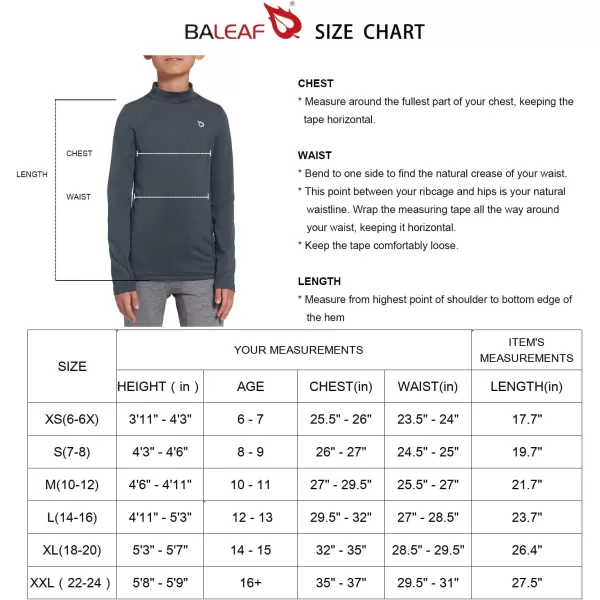 BALEAF Youth Boys Compression Thermal Shirt Fleece Baselayer Long Sleeve Cold Gear Mock Top Baseball Football UndershirtGrayfleece Lined