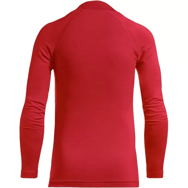 BALEAF Youth Boys Compression Thermal Shirt Fleece Baselayer Long Sleeve Cold Gear Mock Top Baseball Football UndershirtRedfleece Lined