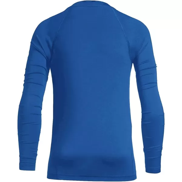 BALEAF Youth Boys Compression Thermal Shirt Fleece Baselayer Long Sleeve Cold Gear Mock Top Baseball Football UndershirtRoyal Blue