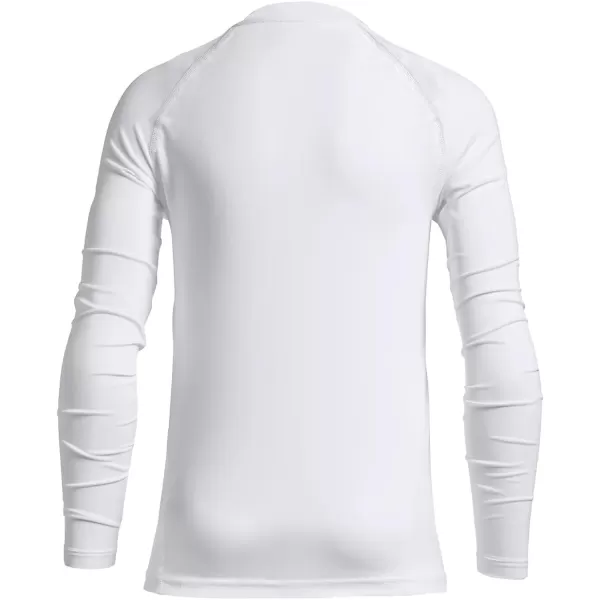 BALEAF Youth Boys Compression Thermal Shirt Fleece Baselayer Long Sleeve Cold Gear Mock Top Baseball Football UndershirtWhite