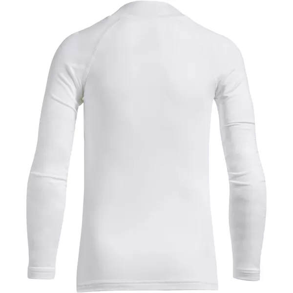 BALEAF Youth Boys Compression Thermal Shirt Fleece Baselayer Long Sleeve Cold Gear Mock Top Baseball Football UndershirtWhitefleece Lined