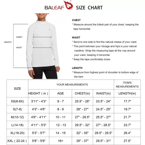 BALEAF Youth Boys Compression Thermal Shirt Fleece Baselayer Long Sleeve Cold Gear Mock Top Baseball Football UndershirtWhitefleece Lined