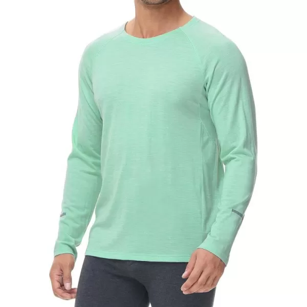 BALEAF Mens 100 Merino Wool Base Layer Thermal Underwear Warm Insulating Undershirts with Balaclava Ski SnowboardingGreencrewneck