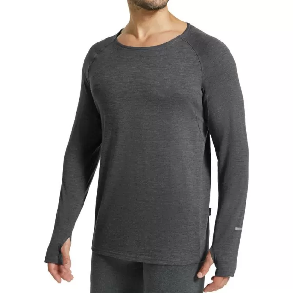 BALEAF Mens 100 Merino Wool Base Layer Thermal Underwear Warm Insulating Undershirts with Balaclava Ski SnowboardingGreycrewneck