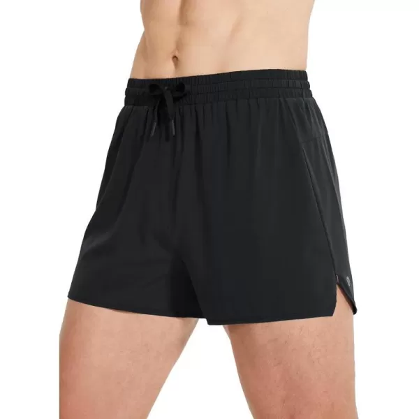 BALEAF Mens Running Shorts 3 Inch Quick Dry Athletic Gym Workout Shorts with Zipper Pocket Lightweight PackableBlack