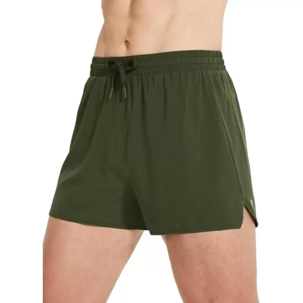 BALEAF Mens Running Shorts 3 Inch Quick Dry Athletic Gym Workout Shorts with Zipper Pocket Lightweight PackableGreen