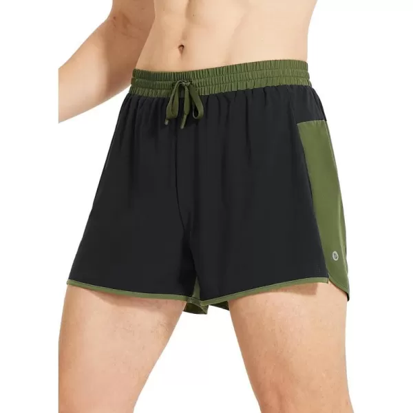 BALEAF Mens Running Shorts 3 Inch Quick Dry Athletic Gym Workout Shorts with Zipper Pocket Lightweight PackableGreenBlack