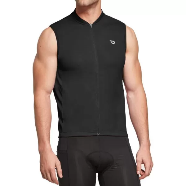 BALEAF Mens Sleeveless Cycling Jersey Road Bike Shirt Bicycle Biking Tank Tops Full Zip Pockets SPF UPF50Black