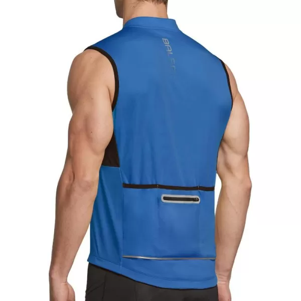 BALEAF Mens Sleeveless Cycling Jersey Road Bike Shirt Bicycle Biking Tank Tops Full Zip Pockets SPF UPF50Blue