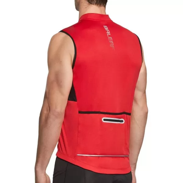 BALEAF Mens Sleeveless Cycling Jersey Road Bike Shirt Bicycle Biking Tank Tops Full Zip Pockets SPF UPF50Red