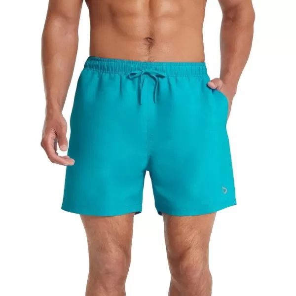 BALEAF Mens Water Reactive Swim Trunks Quick Dry Board Shorts with Pockets Mesh LinerPeacock Blue