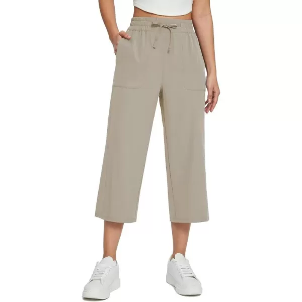 BALEAF Womens 21 30 Wide Leg Pants Capris Athletic Casual with Pockets Drawstring Quick Dry Walking Workout UPF5021 Caprisbrown