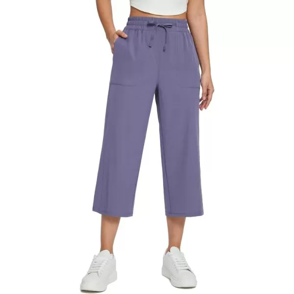 BALEAF Womens 21 30 Wide Leg Pants Capris Athletic Casual with Pockets Drawstring Quick Dry Walking Workout UPF5021 Caprispurple