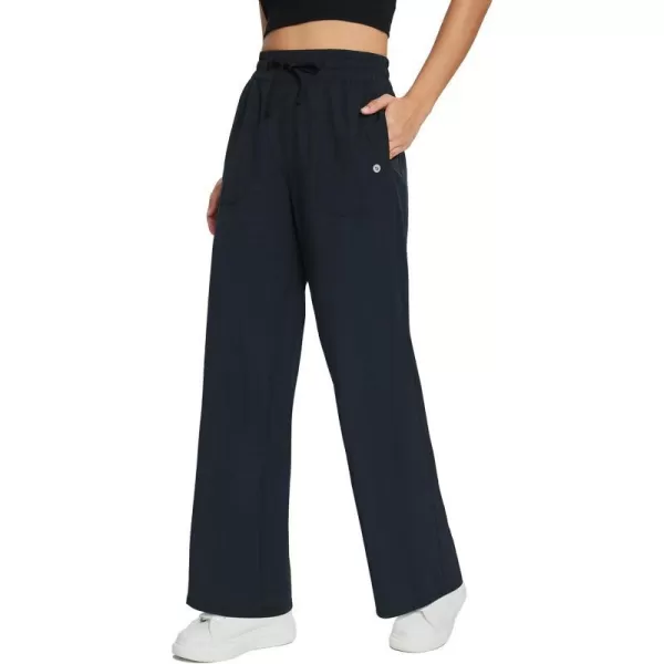 BALEAF Womens 21 30 Wide Leg Pants Capris Athletic Casual with Pockets Drawstring Quick Dry Walking Workout UPF5030 Pantsblack