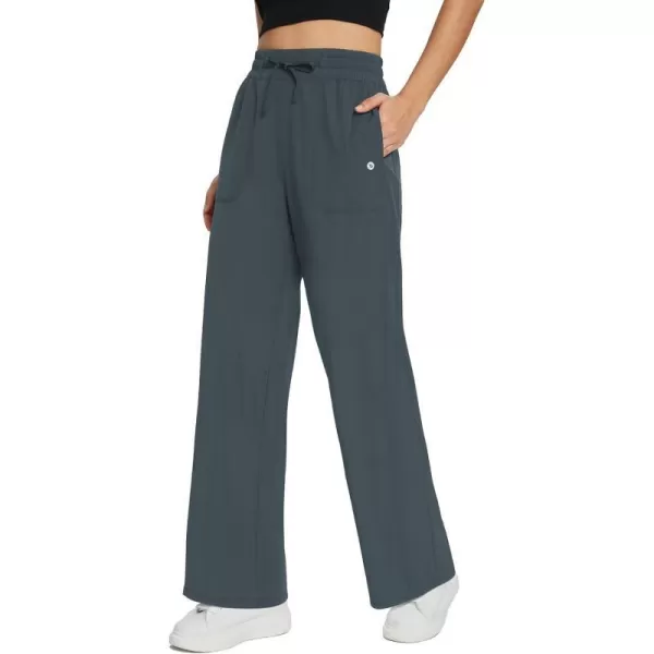 BALEAF Womens 21 30 Wide Leg Pants Capris Athletic Casual with Pockets Drawstring Quick Dry Walking Workout UPF5030 Pantsgrey