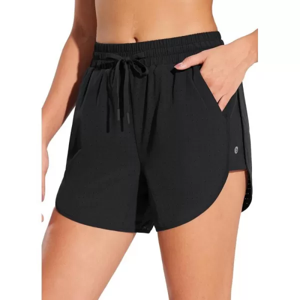 BALEAF Womens 5 Mesh Swim Shorts Modest Quick Dry Adjustable Drawstring Board Shorts with Liner Pockets UPF50Black