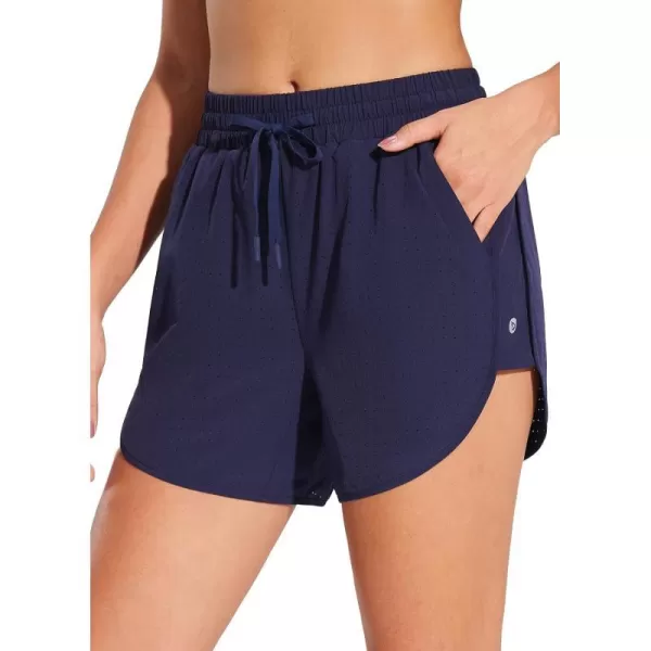 BALEAF Womens 5 Mesh Swim Shorts Modest Quick Dry Adjustable Drawstring Board Shorts with Liner Pockets UPF50Dark Blue