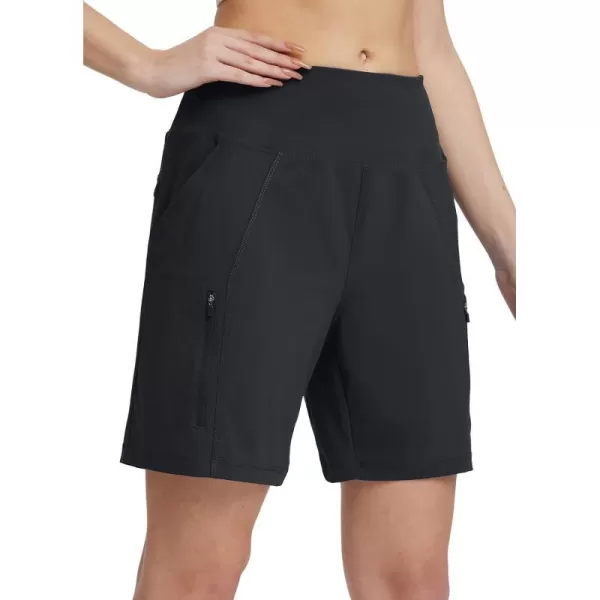 BALEAF Womens Athletic Shorts 7 Inch Long Hiking Shorts High Waist Pockets7 Inchblack