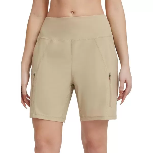 BALEAF Womens Athletic Shorts 7 Inch Long Hiking Shorts High Waist Pockets7 Inchbrown