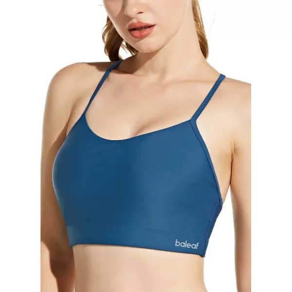 BALEAF Womens Bikini Tops Adjustable Straps Modest Push Up Swim Sports Top Built in Bra UPF 50 Removable Padded SwimsuitCobalt Blue