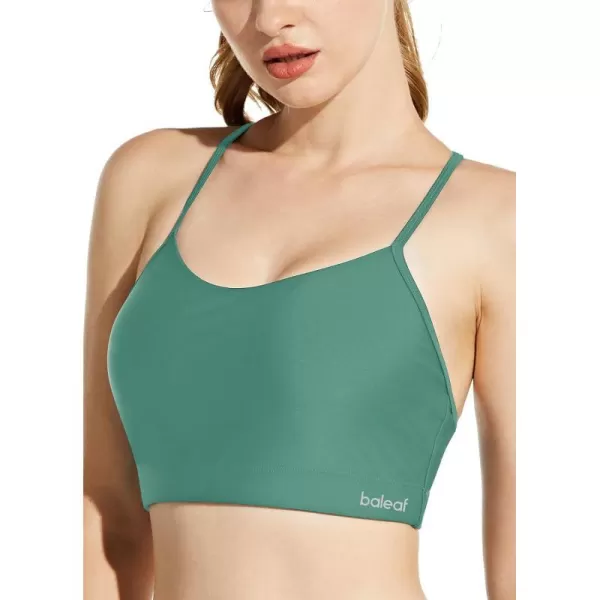 BALEAF Womens Bikini Tops Adjustable Straps Modest Push Up Swim Sports Top Built in Bra UPF 50 Removable Padded SwimsuitGreen