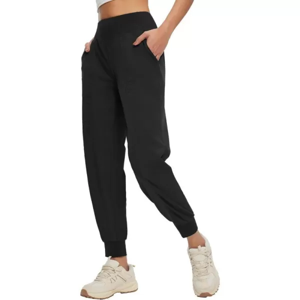 BALEAF Womens Hiking Joggers Pants Lightweight Quick Dry with Zip Pockets Outdoor Athletic Workout Running CasualBlack