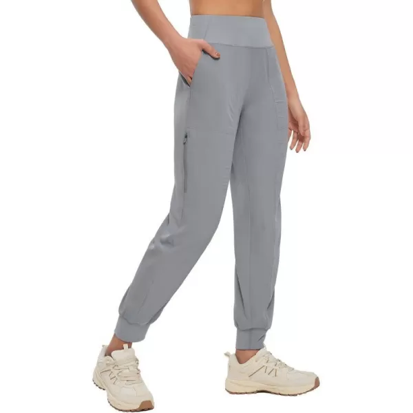 BALEAF Womens Hiking Joggers Pants Lightweight Quick Dry with Zip Pockets Outdoor Athletic Workout Running CasualFrost Gray