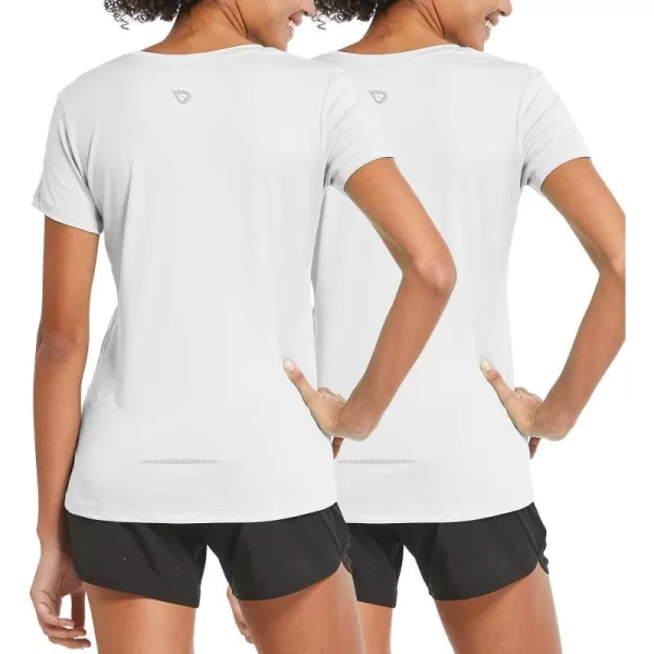 BALEAF Womens Short Sleeve Running Workout Shirts Athletic Tops Lightweight Quick Dry Training Yoga CrewneckWhite2 Pack