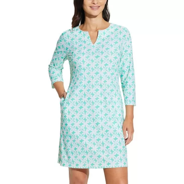 BALEAF Womens Sun Protection Swim Cover Up Dress with Pockets 34 Sleeve UPF 50 Tunic Beach Coverups Dress 2024Patterngreen