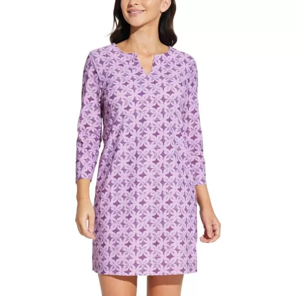 BALEAF Womens Sun Protection Swim Cover Up Dress with Pockets 34 Sleeve UPF 50 Tunic Beach Coverups Dress 2024Patternpurple