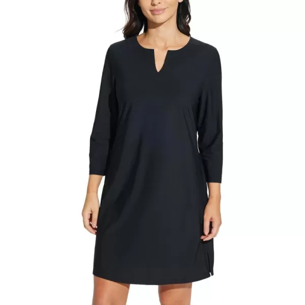 BALEAF Womens Sun Protection Swim Cover Up Dress with Pockets 34 Sleeve UPF 50 Tunic Beach Coverups Dress 2024Solidblack