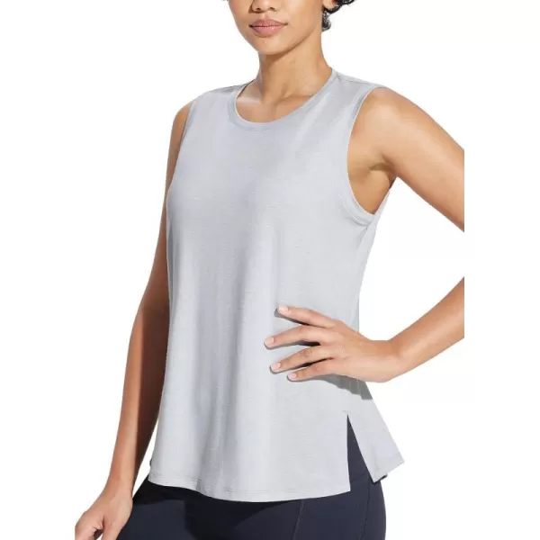 BALEAF Workout Tank Tops for Women Sleeveless Athletic Tops Loose Fit Running Shirts High Neck Yoga Gym ClothesGrey