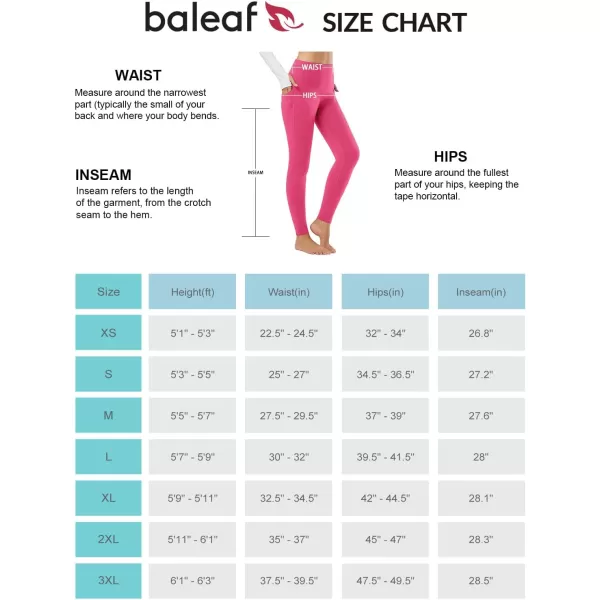 BALEAF Womens Fleece Lined Leggings Thermal Warm Winter Tights High Waisted Yoga Pants Cold Weather with PocketsRosy