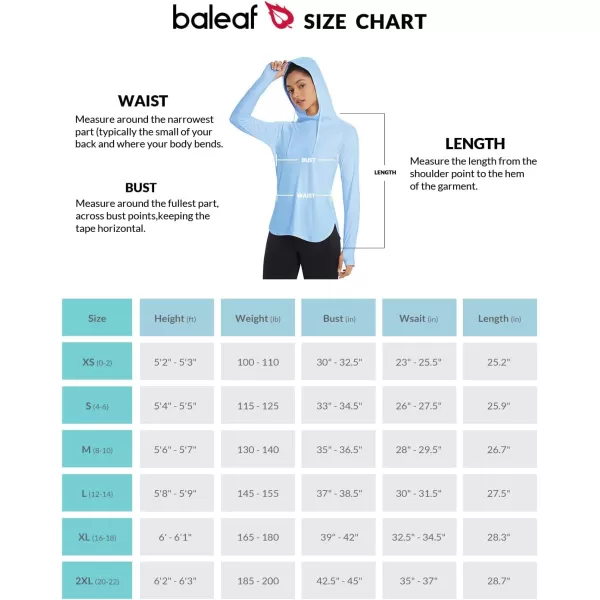 BALEAF Womens Sun Protection Hoodie Shirt UPF 50 Long Sleeve UV SPF TShirts Rash Guard Hiking Running Quick DryLight Blue