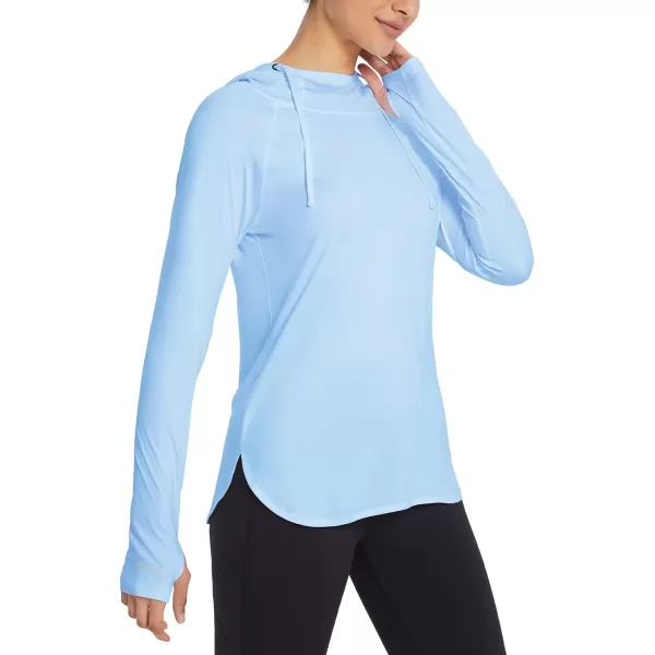 BALEAF Womens Sun Protection Hoodie Shirt UPF 50 Long Sleeve UV SPF TShirts Rash Guard Hiking Running Quick DryLight Blue